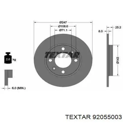 Тормозные диски 92055003 Textar