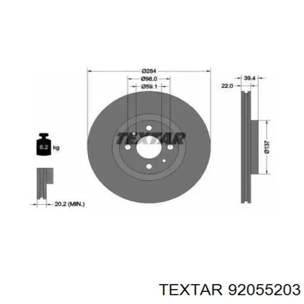 92055203 Textar тормозные диски
