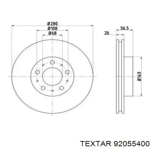 Передние тормозные диски 92055400 Textar