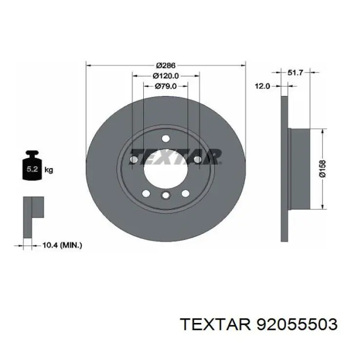 Freno de disco delantero 92055503 Textar