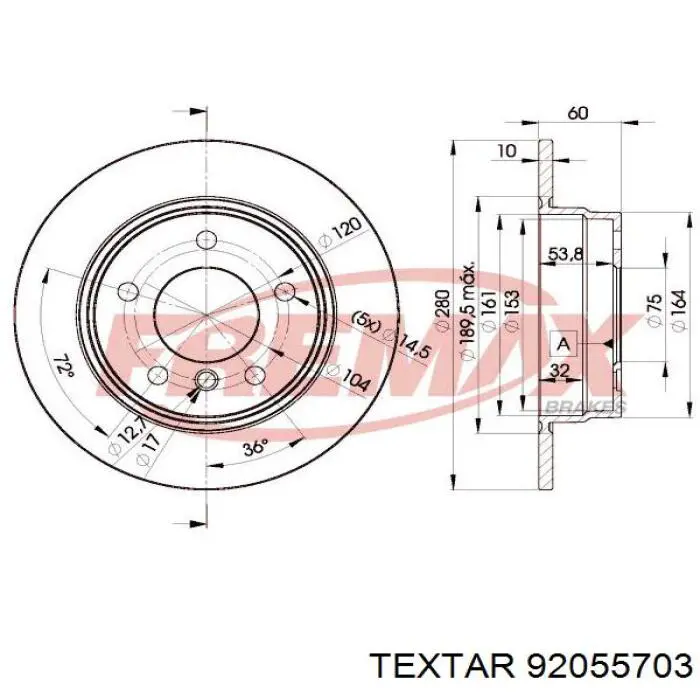 Купить 92055703 Textar Диск тормозной задний