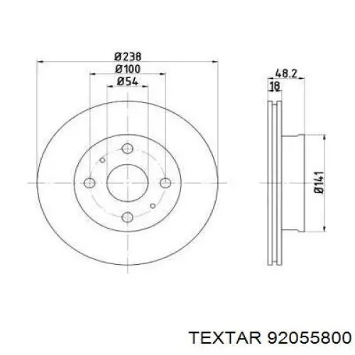 Передние тормозные диски 92055800 Textar