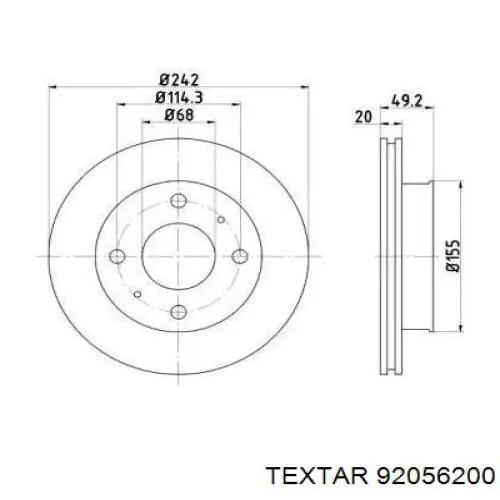 Передние тормозные диски 92056200 Textar