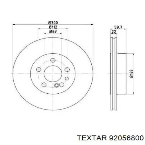 92056800 Textar диск тормозной задний