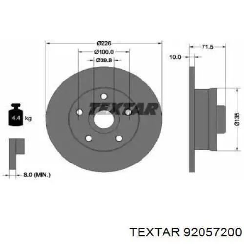 Тормозные диски 92057200 Textar