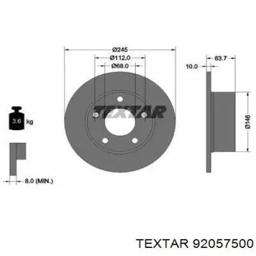 Тормозные диски 92057500 Textar