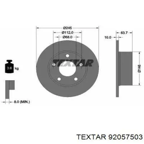 Тормозные диски 92057503 Textar