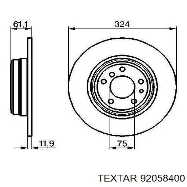 Задний тормозной диск Textar 92058400 цена, от 40.62 USD