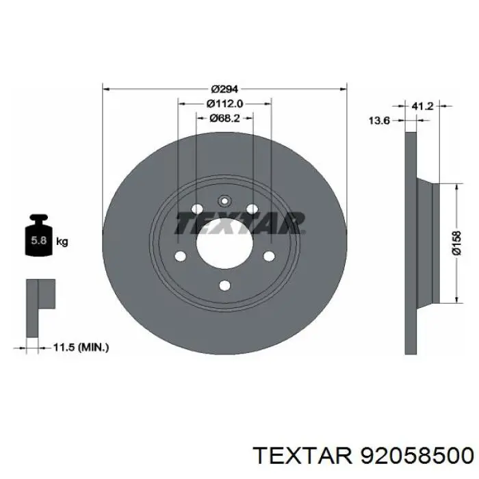 Передний тормозной диск Textar 92058500