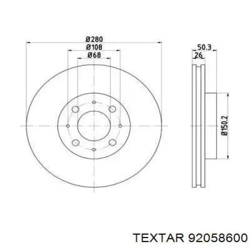 Передние тормозные диски 92058600 Textar