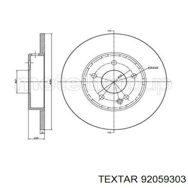92059303 Textar Диск тормозной передний