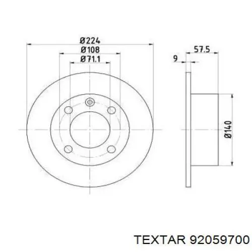 Тормозные диски 92059700 Textar