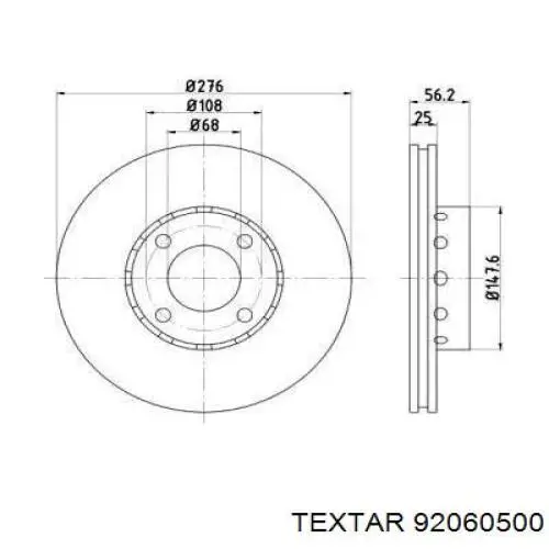 Передние тормозные диски 92060500 Textar