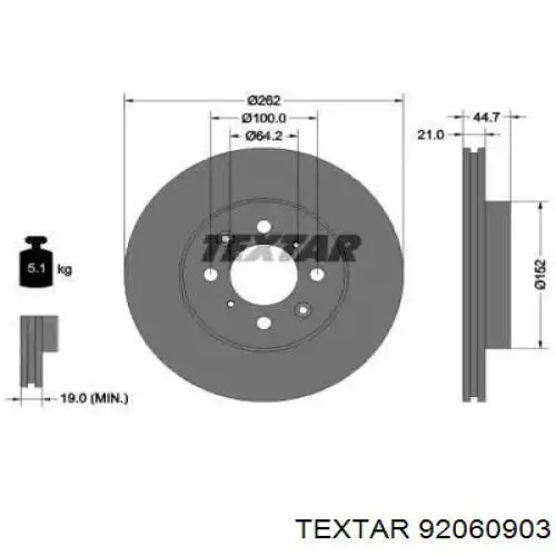 Передние тормозные диски 92060903 Textar