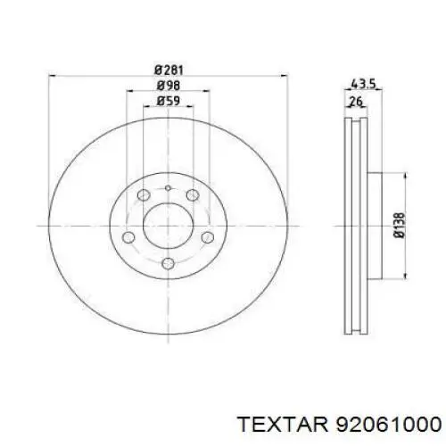 Передние тормозные диски 92061000 Textar