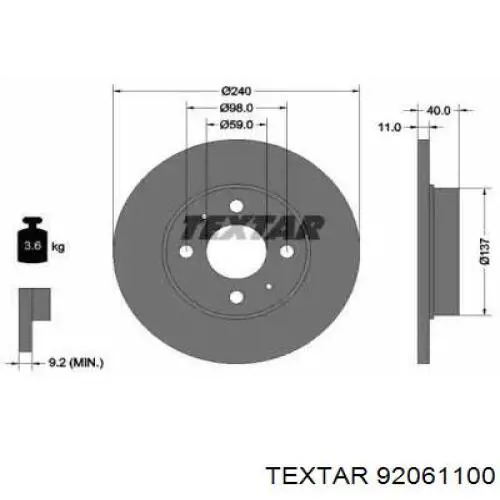 Тормозные диски 92061100 Textar