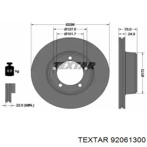 Передние тормозные диски 92061300 Textar