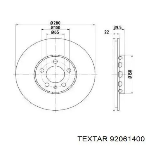 92061400 Textar диск тормозной передний