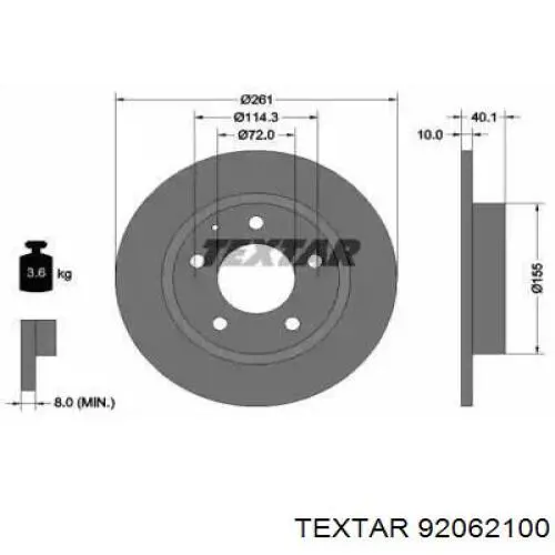 92062100 Textar диск тормозной задний
