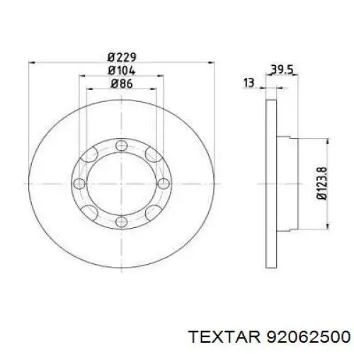 Передние тормозные диски 92062500 Textar