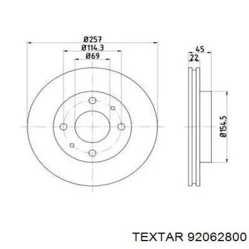 Передние тормозные диски 92062800 Textar