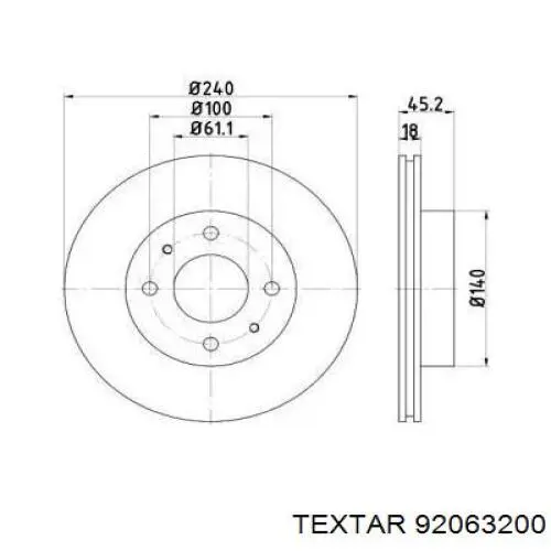 Передние тормозные диски 92063200 Textar