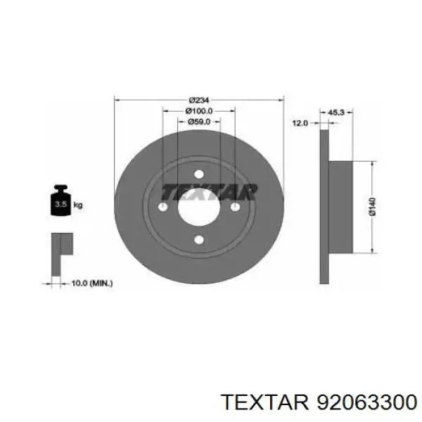 Передние тормозные диски 92063300 Textar