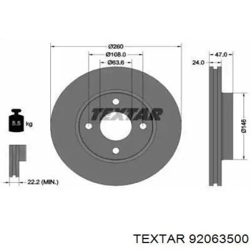 Передние тормозные диски 92063500 Textar