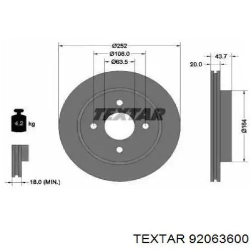 Тормозные диски 92063600 Textar