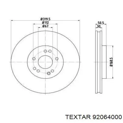 Передние тормозные диски 92064000 Textar