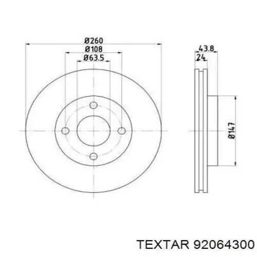 Передние тормозные диски 92064300 Textar