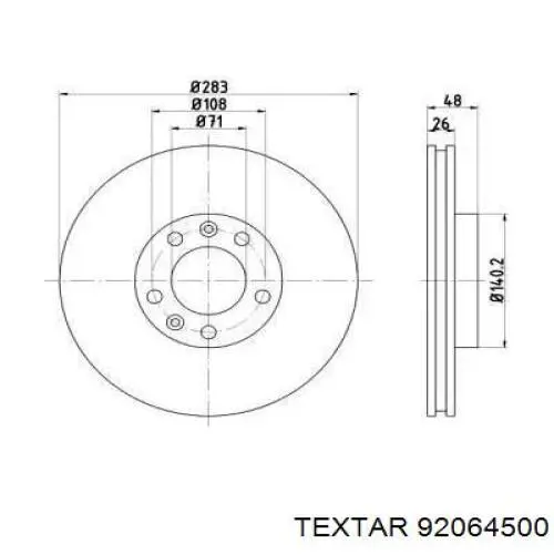 Передние тормозные диски 92064500 Textar