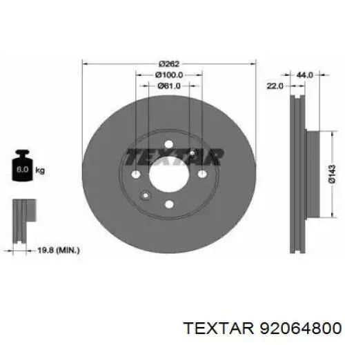 Передние тормозные диски 92064800 Textar