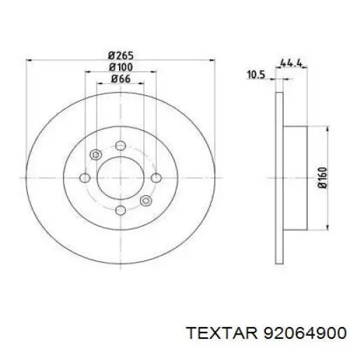 92064900 Textar диск тормозной задний