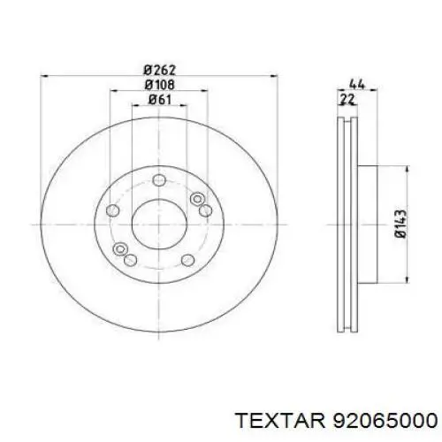 Передние тормозные диски 92065000 Textar