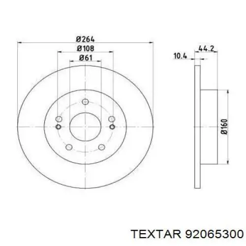 92065300 Textar диск тормозной задний