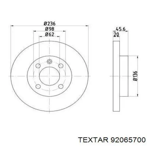 Передние тормозные диски 92065700 Textar