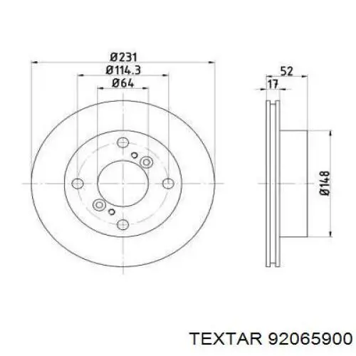 Передние тормозные диски 92065900 Textar