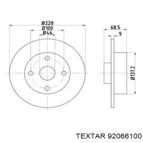 Тормозные диски 92066100 Textar