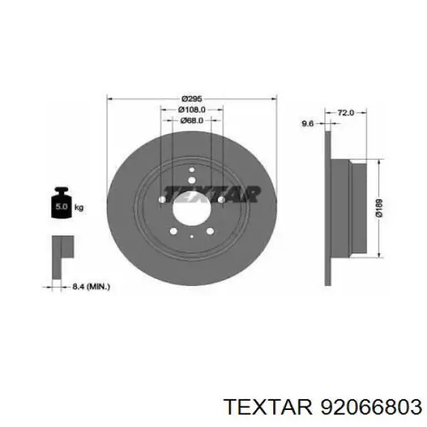 Тормозные диски 92066803 Textar