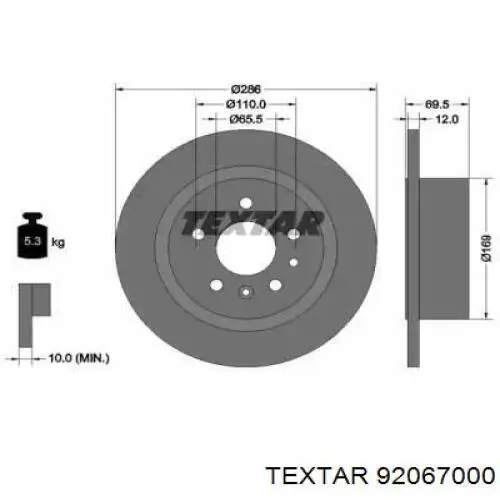 Тормозные диски 92067000 Textar