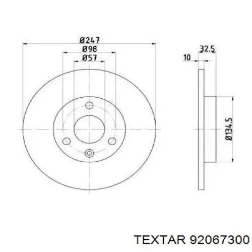 Передние тормозные диски 92067300 Textar