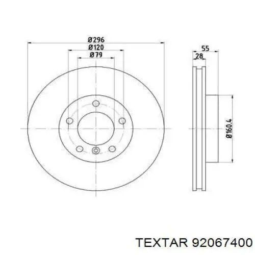 Передние тормозные диски 92067400 Textar