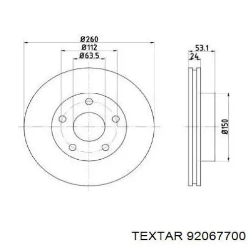 Передние тормозные диски 92067700 Textar