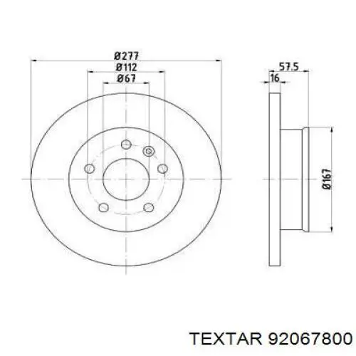 Передние тормозные диски 92067800 Textar