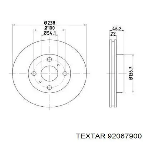 Передние тормозные диски 92067900 Textar