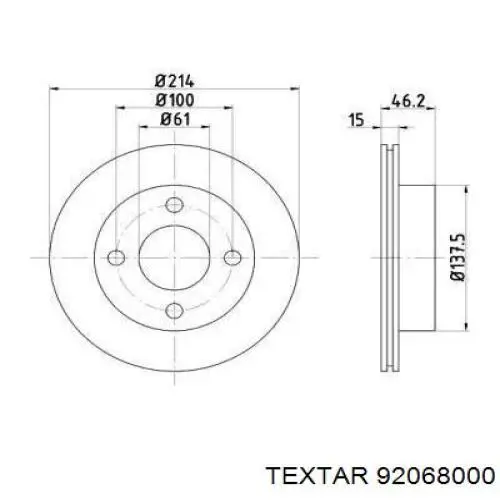 Передние тормозные диски 92068000 Textar