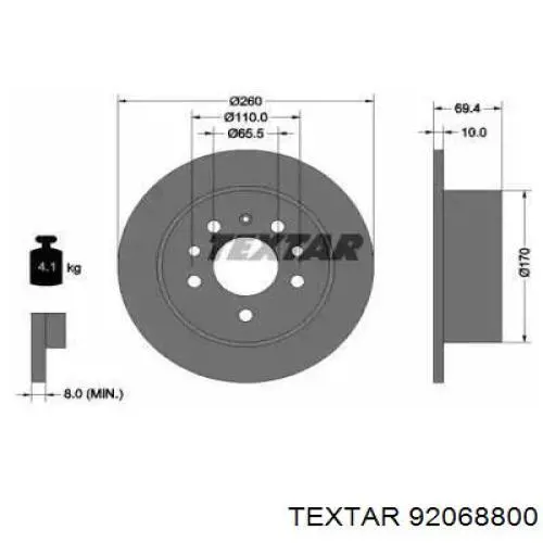 Тормозные диски 92068800 Textar