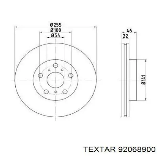 Передние тормозные диски 92068900 Textar