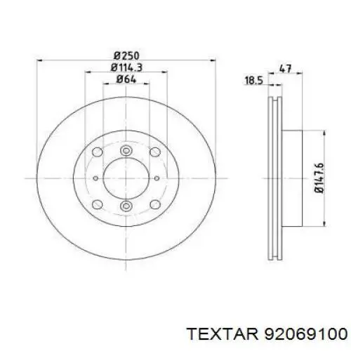 Передние тормозные диски 92069100 Textar